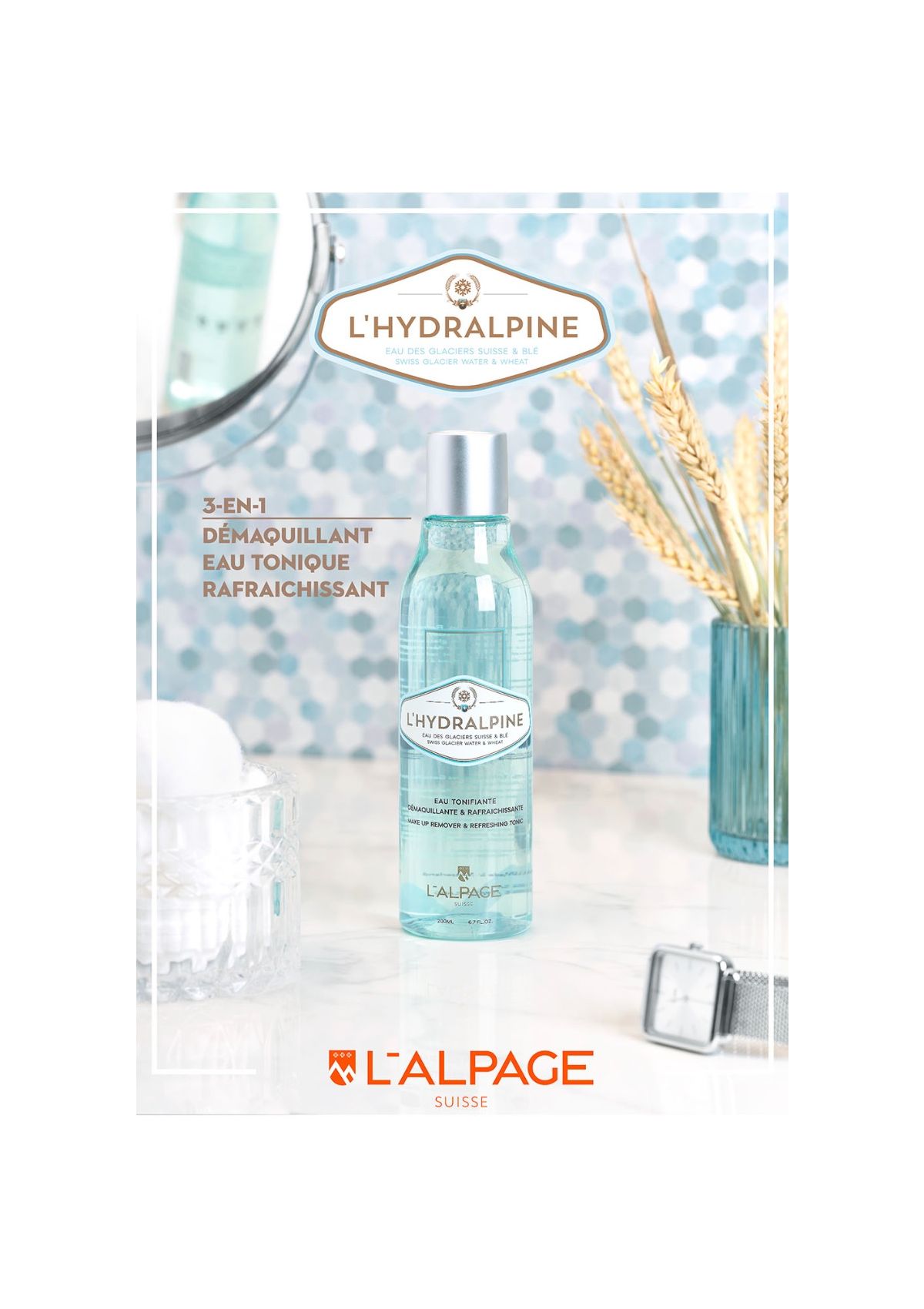 Eau Tonifiante Démaquillante Rafraichissante L'Hydralpine L'ALPAGE Suisse