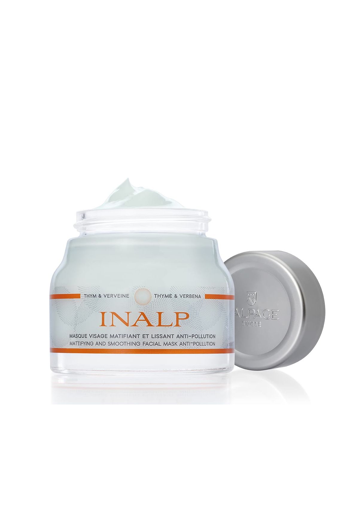 Masque Visage Matifiant & Lissant Anti-Pollution Inalp | Masque Matifiant Lissant Réducteur de Sébum et Pores Anti Pollution Relaxant Thym Verveine Bio | L'ALPAGE Suisse