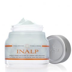 Masque Visage Matifiant & Lissant Anti-Pollution Inalp | Masque Matifiant Lissant Réducteur de Sébum et Pores Anti Pollution Relaxant Thym Verveine Bio | L'ALPAGE Suisse