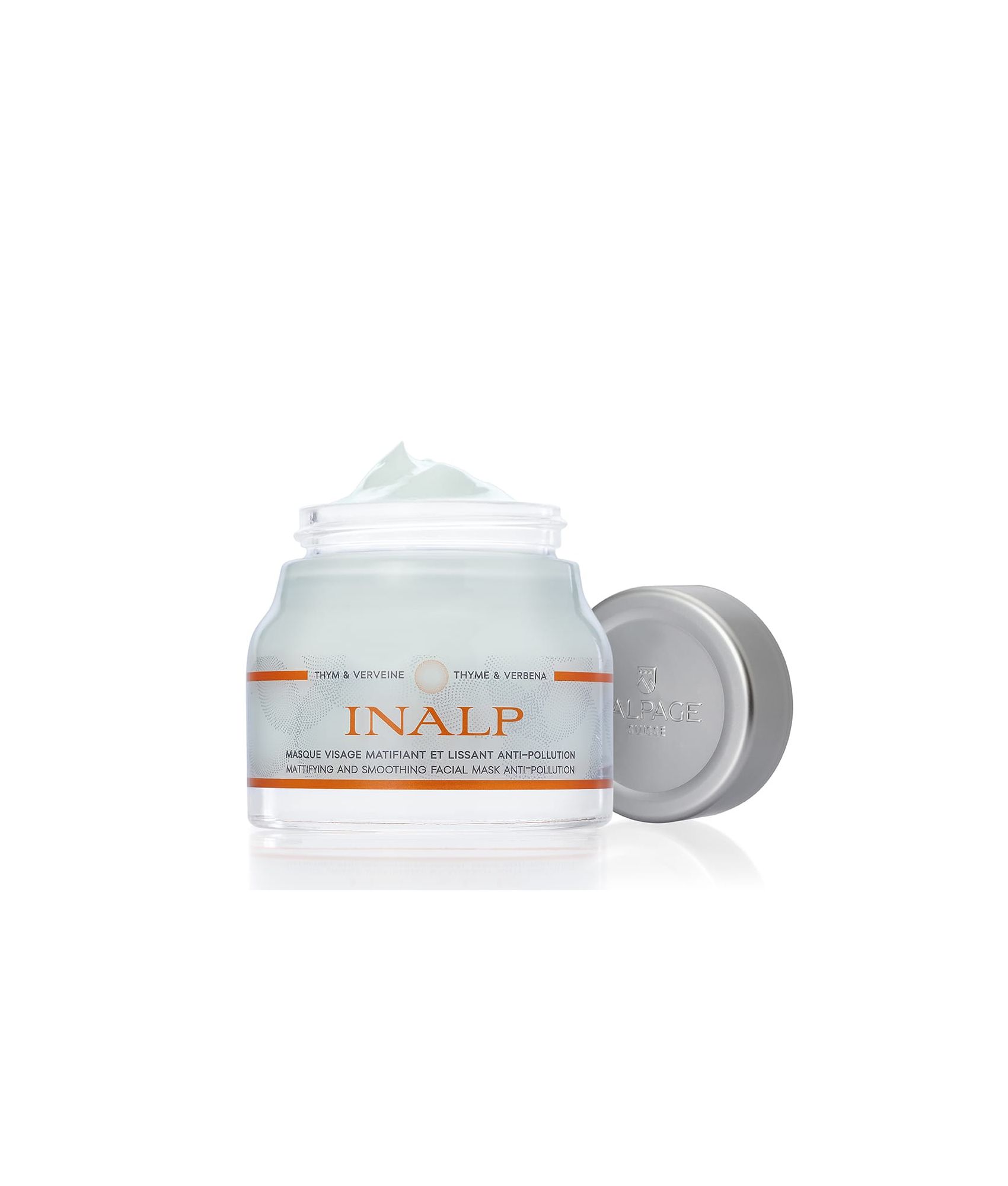Masque Visage Matifiant & Lissant Anti-Pollution Inalp | Masque Matifiant Lissant Réducteur de Sébum et Pores Anti Pollution Relaxant Thym Verveine Bio | L'ALPAGE Suisse