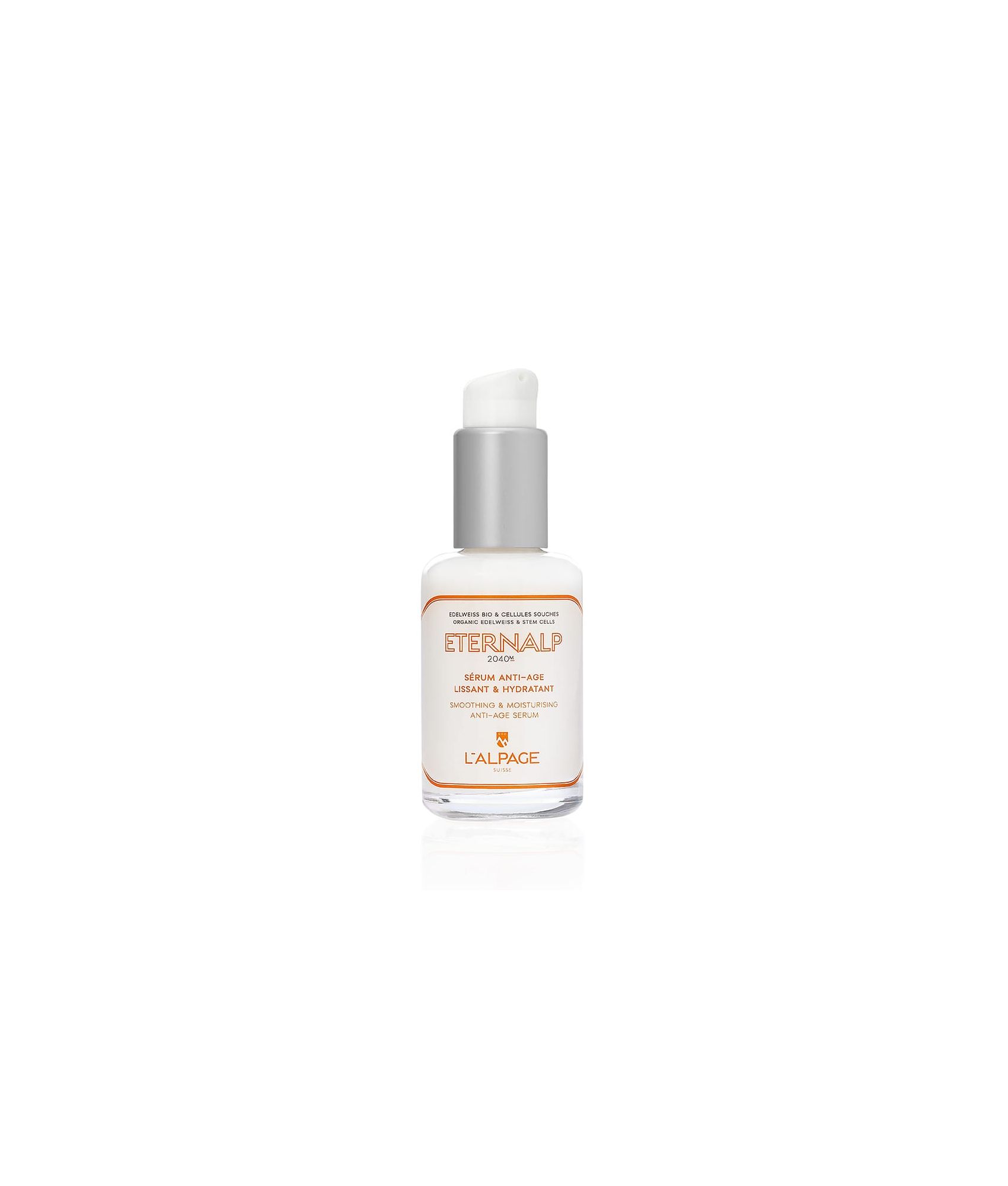 Sérum Anti-Age Lissant & Hydratant Eternalp 2040m Visage 30ml | Hydratant 24H Anti-Age Lissant Comfort 20-40 ans Edelweiss Bio Cellule Souche Pomme Raisin Gamay | L'ALPAGE Suisse