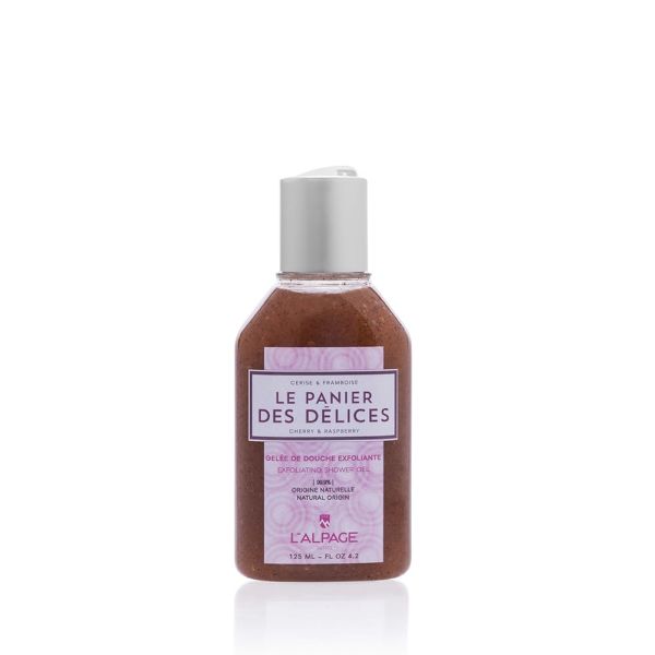 Gelée de Douche Exfoliante 125ml Le Panier des Délices | Corps Bain Exfoliant Peeling Gommage Cerise Framboise Akènes Fraise Noyau Abricot 99.9% origine naturelle | L'ALPAGE Suisse